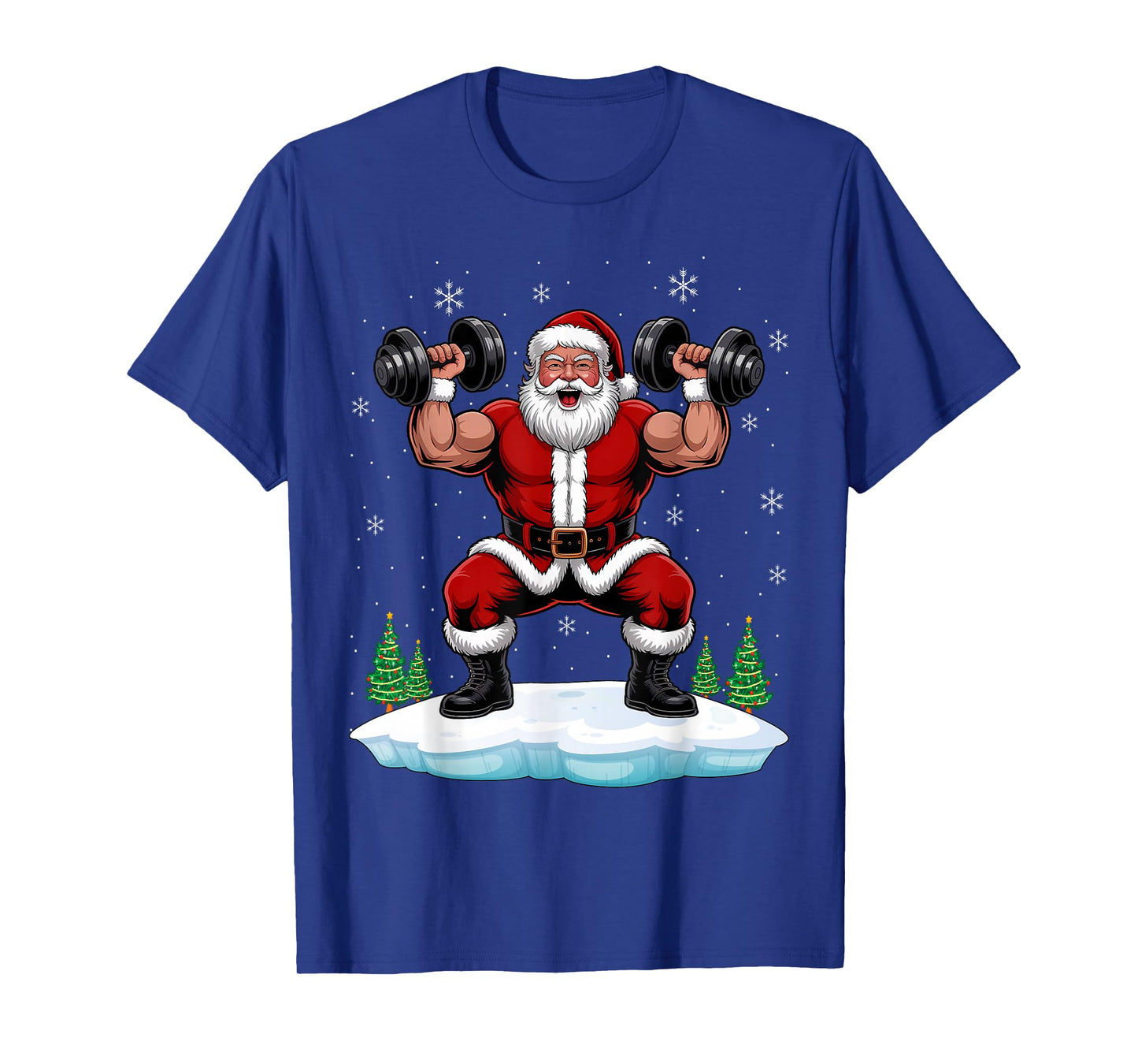 Santa Claus Weightlifting Gym Fitness Training Christmas T-Shirt