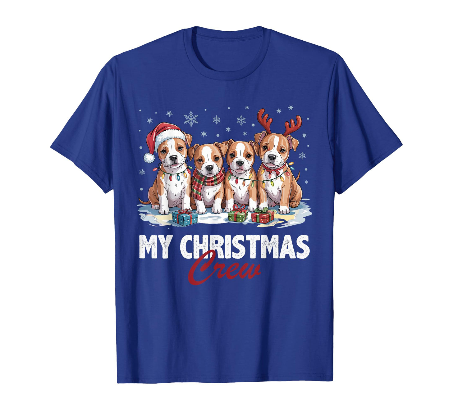 American Staffordshire Christmas Crew Funny Dog Lovers T-Shirt