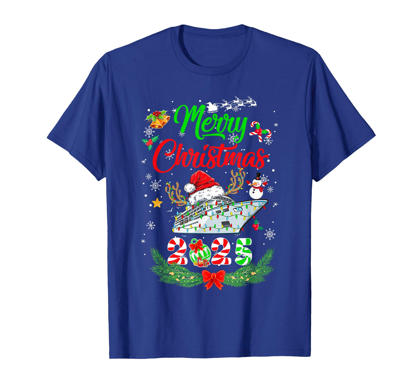 Merry Cruisemas 2025 Christmas Santa Reindeer Cruise Funny T-Shirt