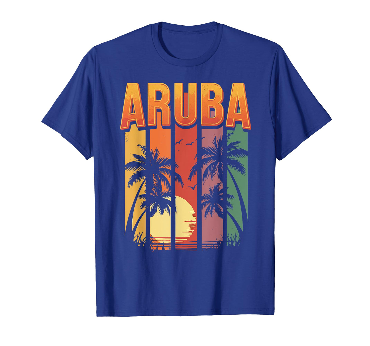 Aruba Retro Sunset Palm Tree Caribbean Vacation Souvenir 297 T-Shirt