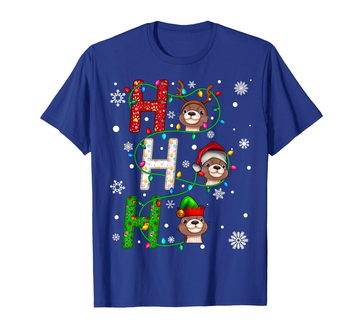 Matching Christmas Santa Hat Ho Ho Ho Sea Otter Animal Xmas T-Shirt