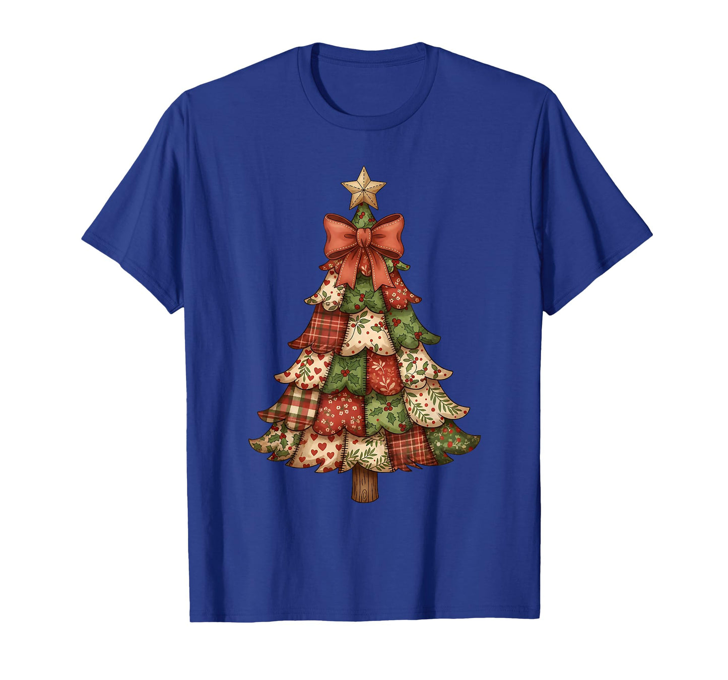 Christmas Tree Patchwork Coquette Bow Xmas Snowflake Holiday T-Shirt