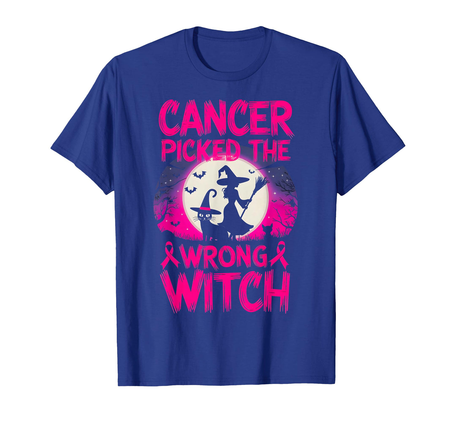 Cancer Picked The Wrong Witch Breast Cancer Survivor Fun Cat T-Shirt