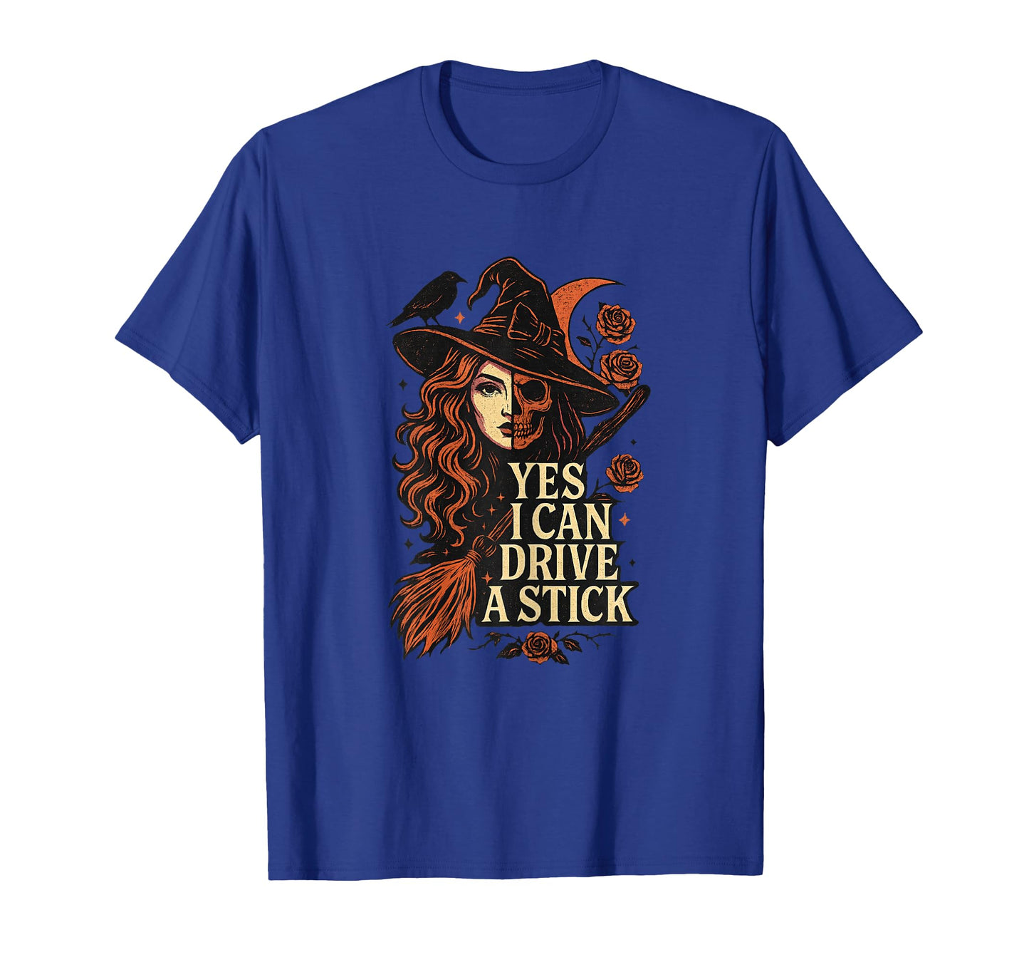 Gothic Witch Halloween - Yes I Can Drive A Stick Vintage T-Shirt