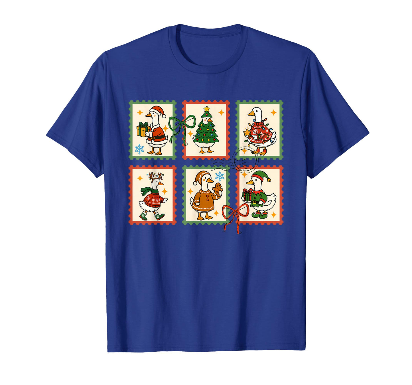 Vintage Retro Tis The Silly Goose Santa Season Stamps Xmas T-Shirt