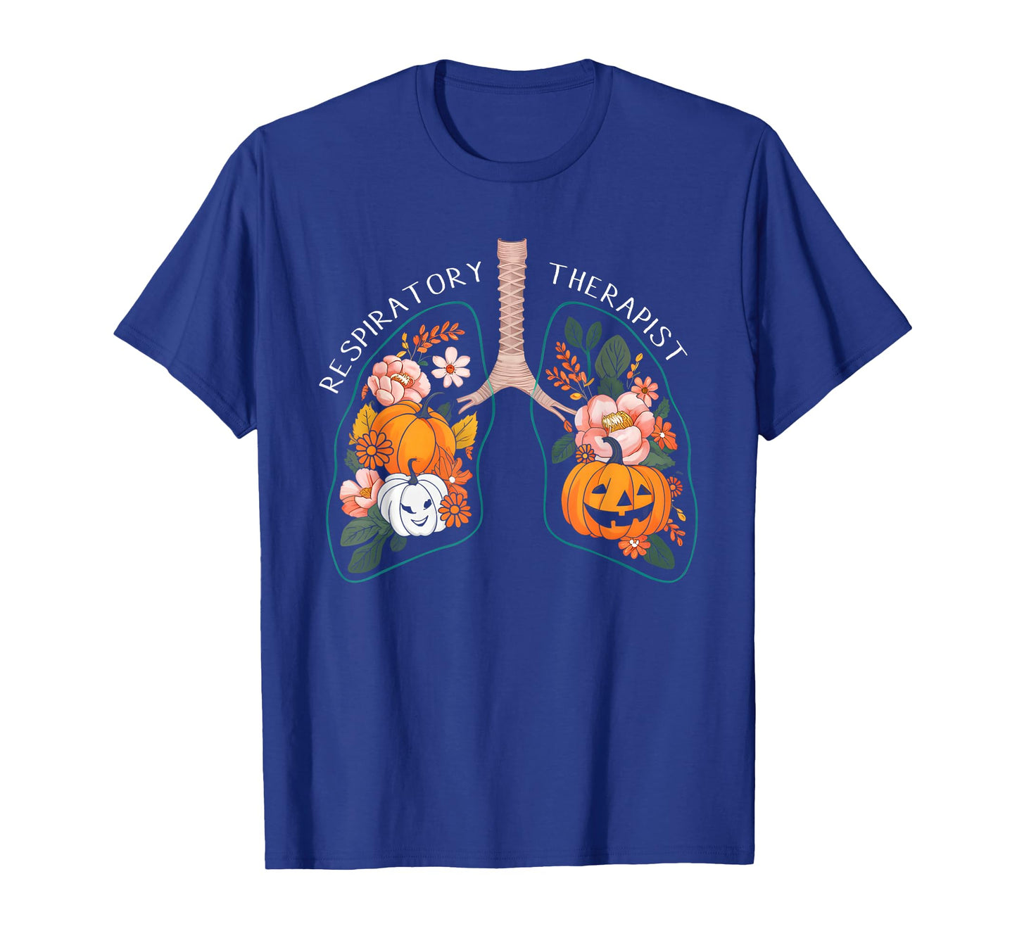 Respiratory Therapist RT Lung Floral Pumpkin Halloween T-Shirt