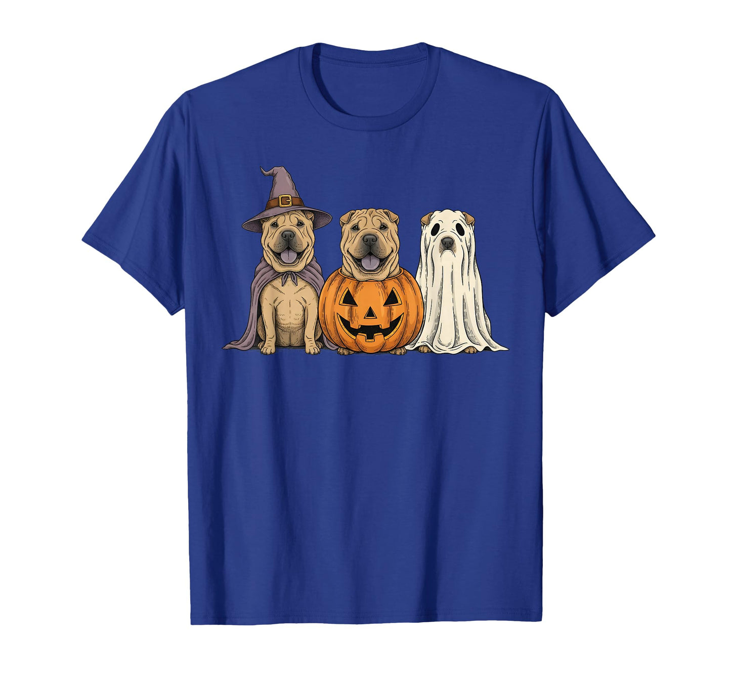 Spooky Ghost Shar Pei Pumpkin Halloween Dog Lover T-Shirt