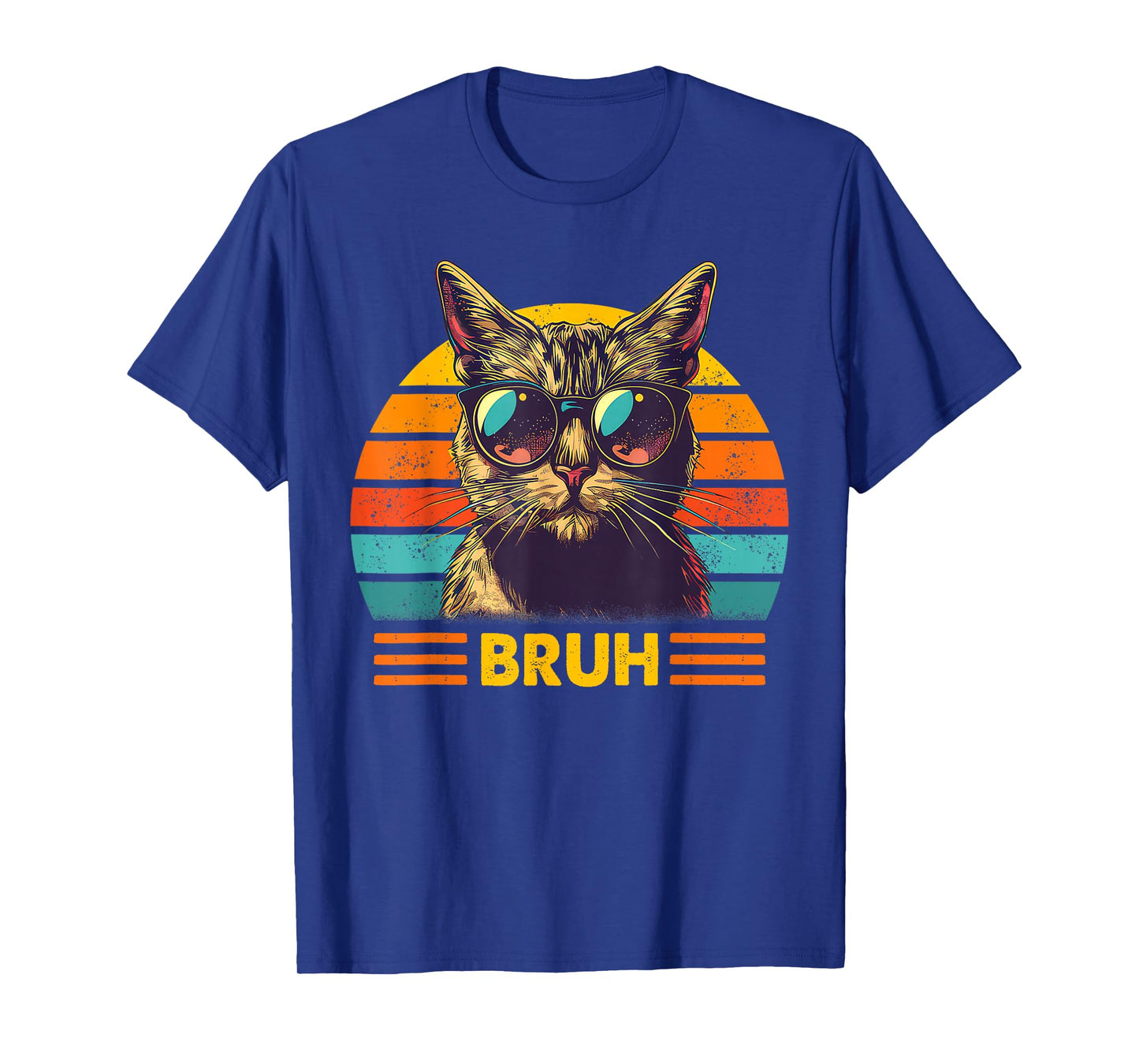 Vintage Cat Bruh With Cat Greetings Teens Boys Men T-Shirt