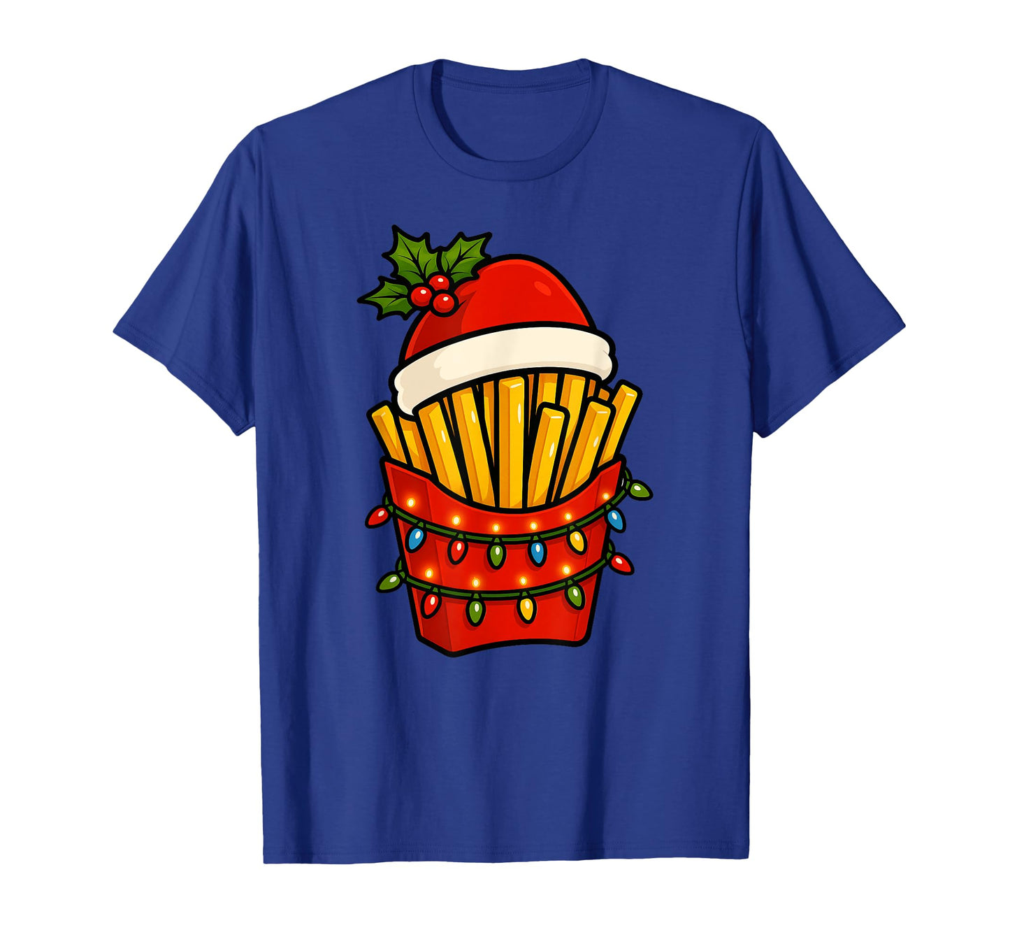 French Fries Merry Christmas Santa Hat Xmas Boys Girls Kids T-Shirt