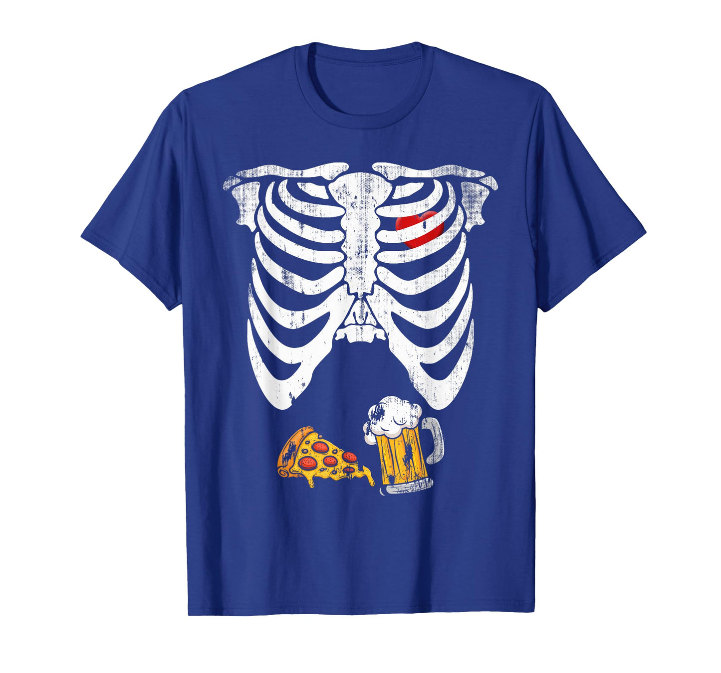 Skeleton Pregnancy Beer Pizza X-Ray Halloween Costume T-Shirt
