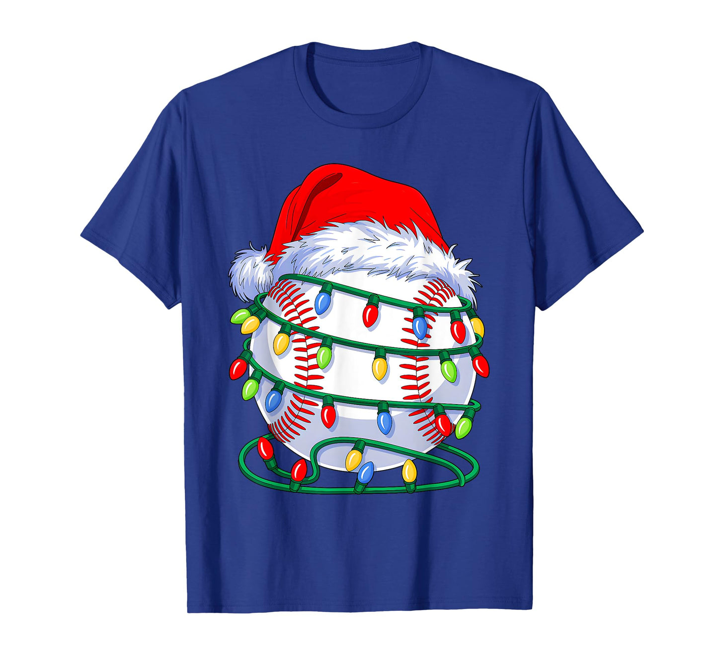 Baseball Ball Santa Hat Christmas Baseball Xmas Lights T-Shirt
