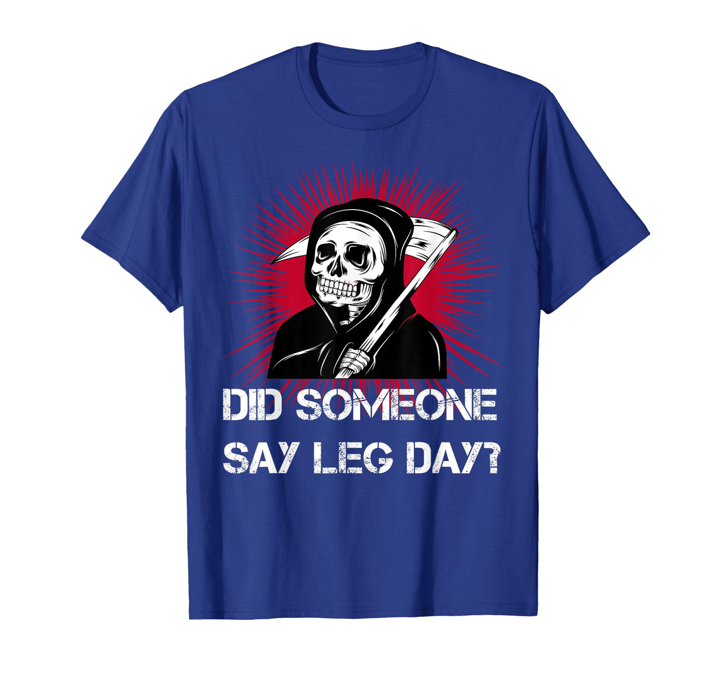 Grim Reaper Leg Day Black Metal skull and scythe gym T-Shirt