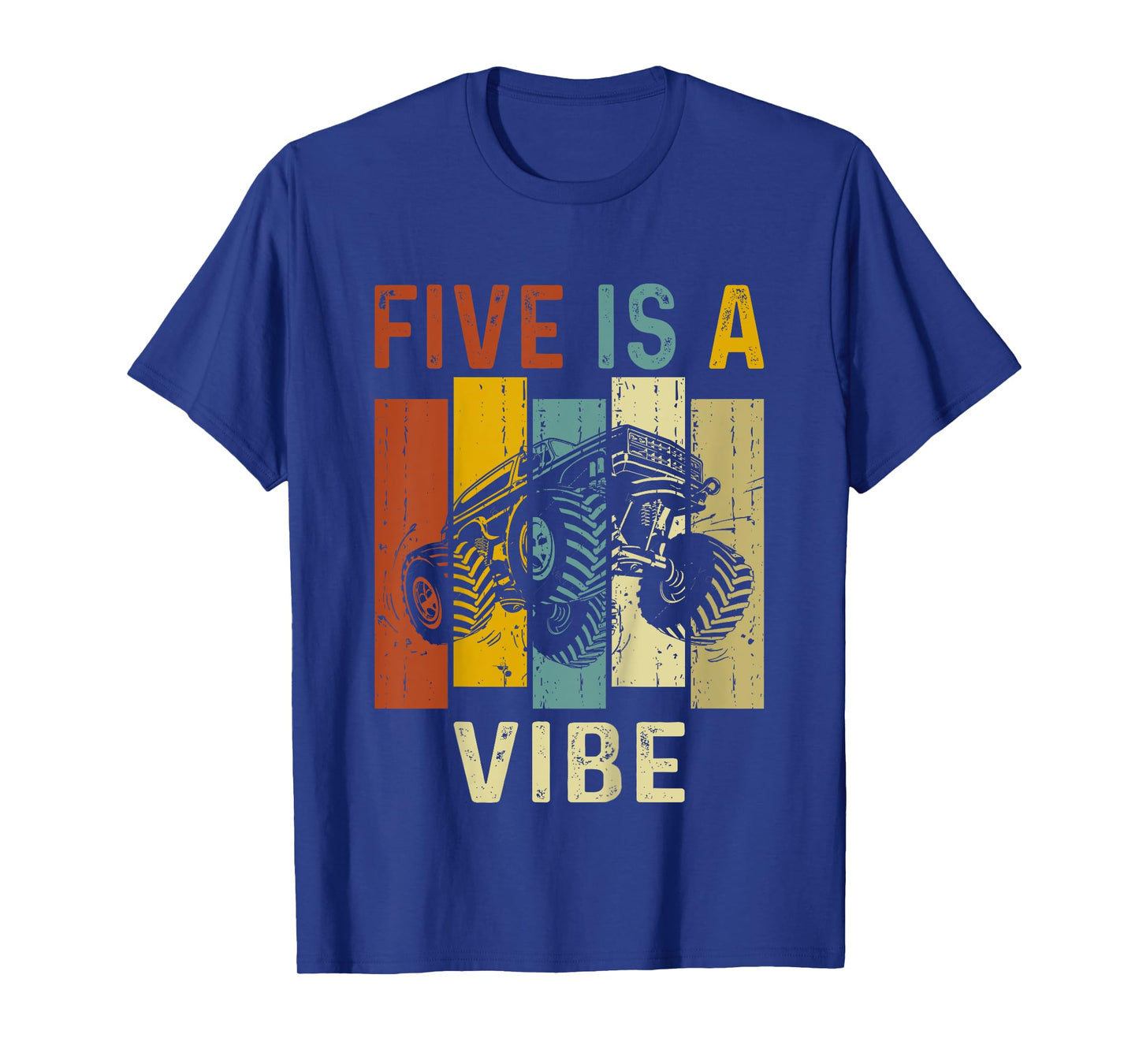 Five Is A Vibe Cute 5th Birthday design Monster 5Years Truck T-Shirt