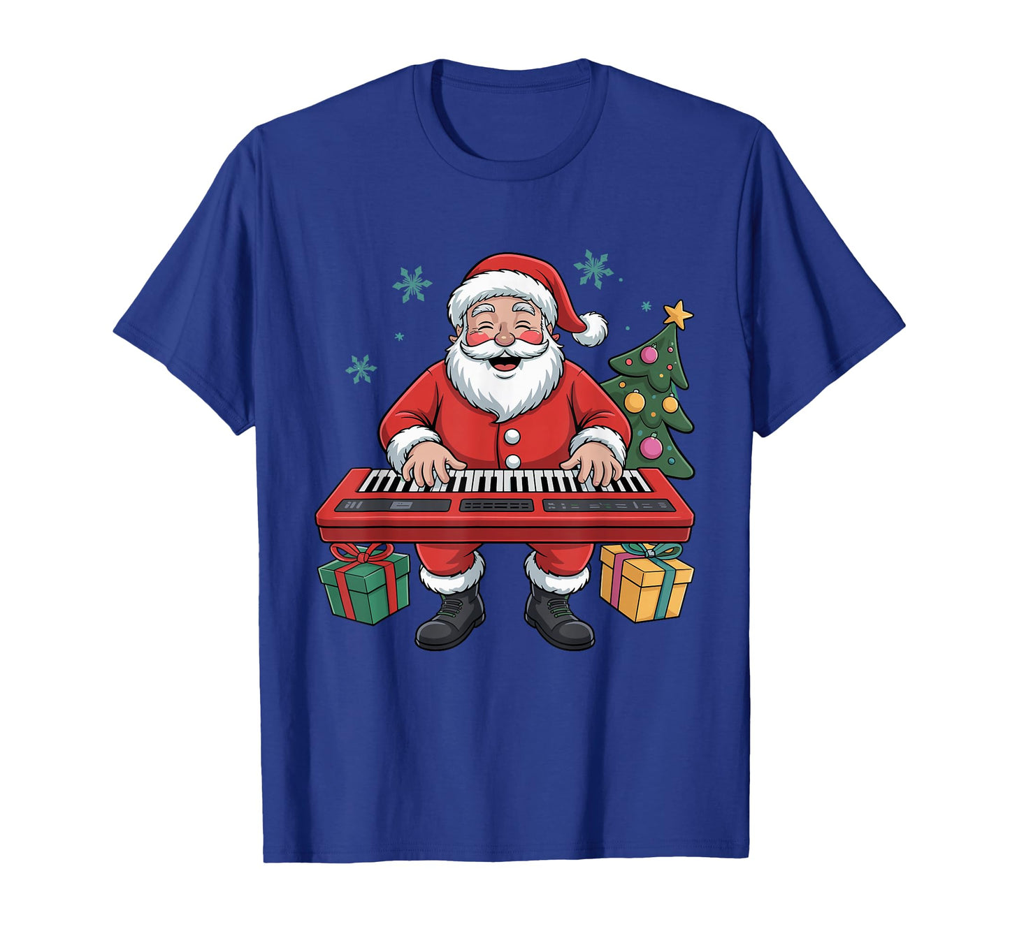 Funny Santa Playing Digital Keyboard Holiday Chrismas Pajama T-Shirt