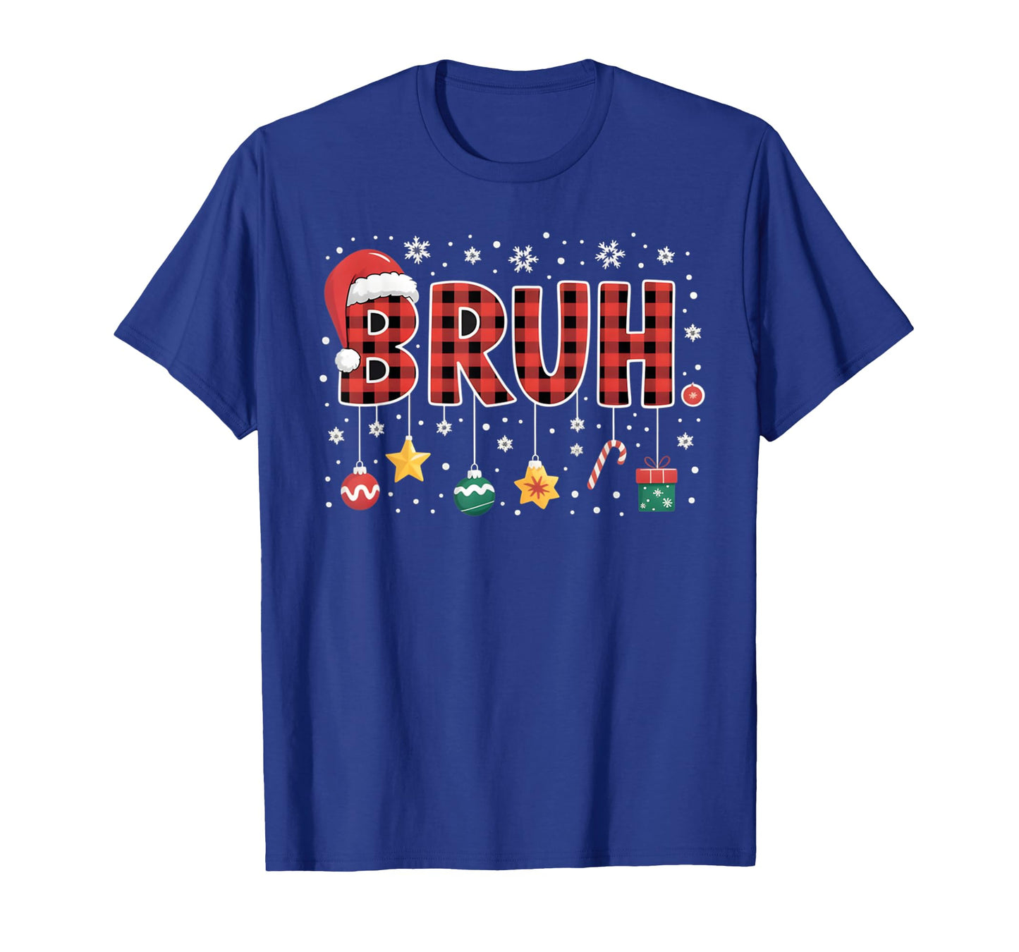 Bruh Christmas Red Plaid Teens Boys Kids Xmas Pajamas Gifts T-Shirt