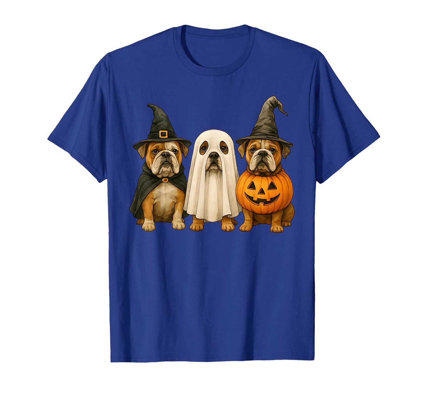 Bulldog Halloween Dog Witch Ghost Pumpkin T-Shirt