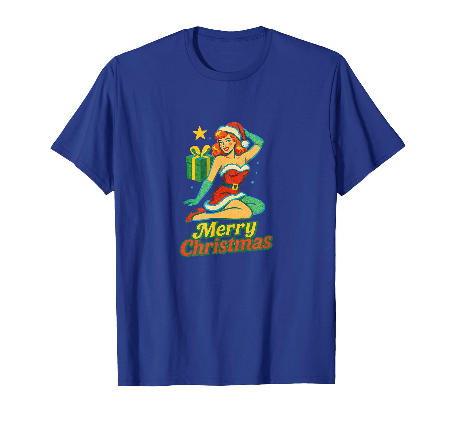 Vintage Merry Christmas Pinup Girl Holiday Retro Art T-Shirt