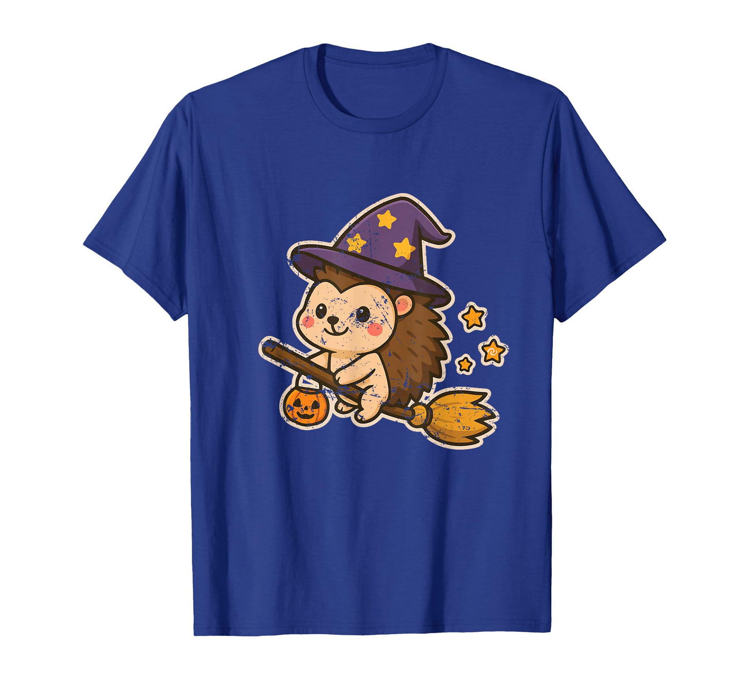 Hedgehog Witch on Broom with Stars T-Shirt