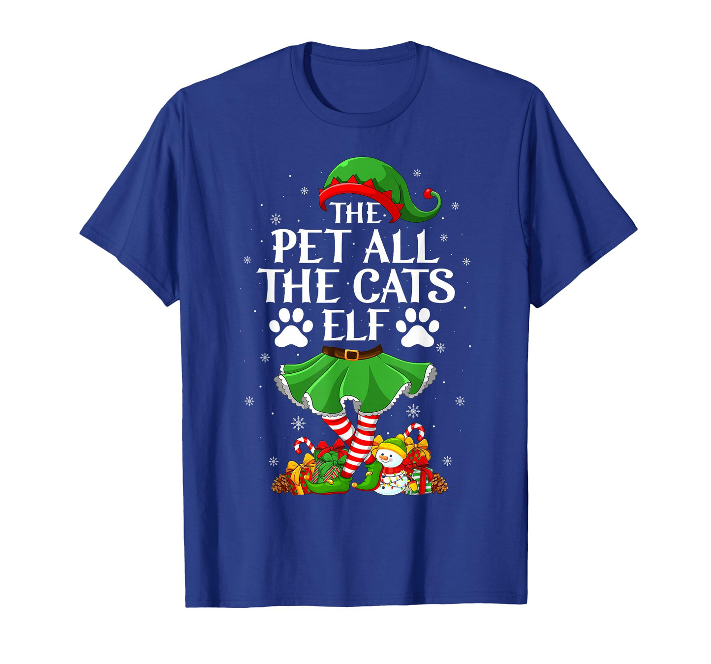 Pet All The Cats Elf Christmas Family Elf Squad Girls Women T-Shirt