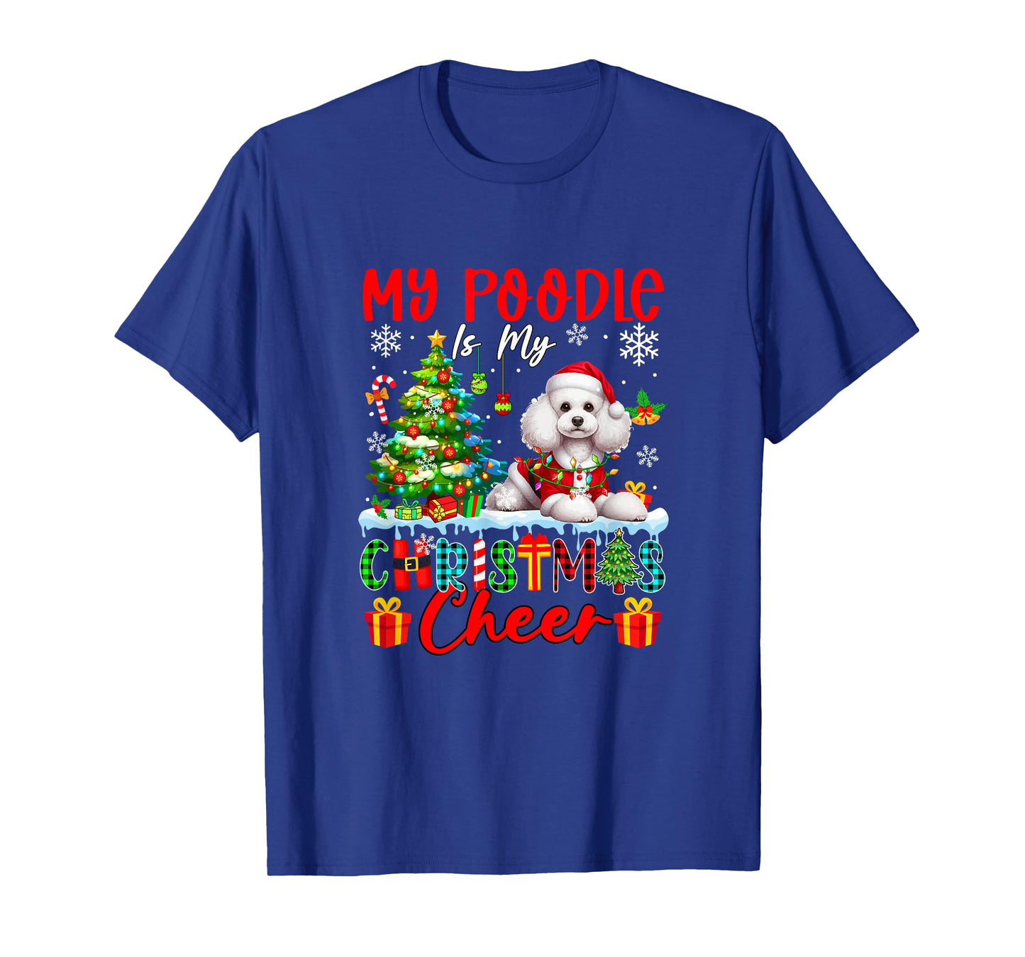 My Poodle is My Xmas Cheer Funny Santa Dog Owner Kids T-Shirt