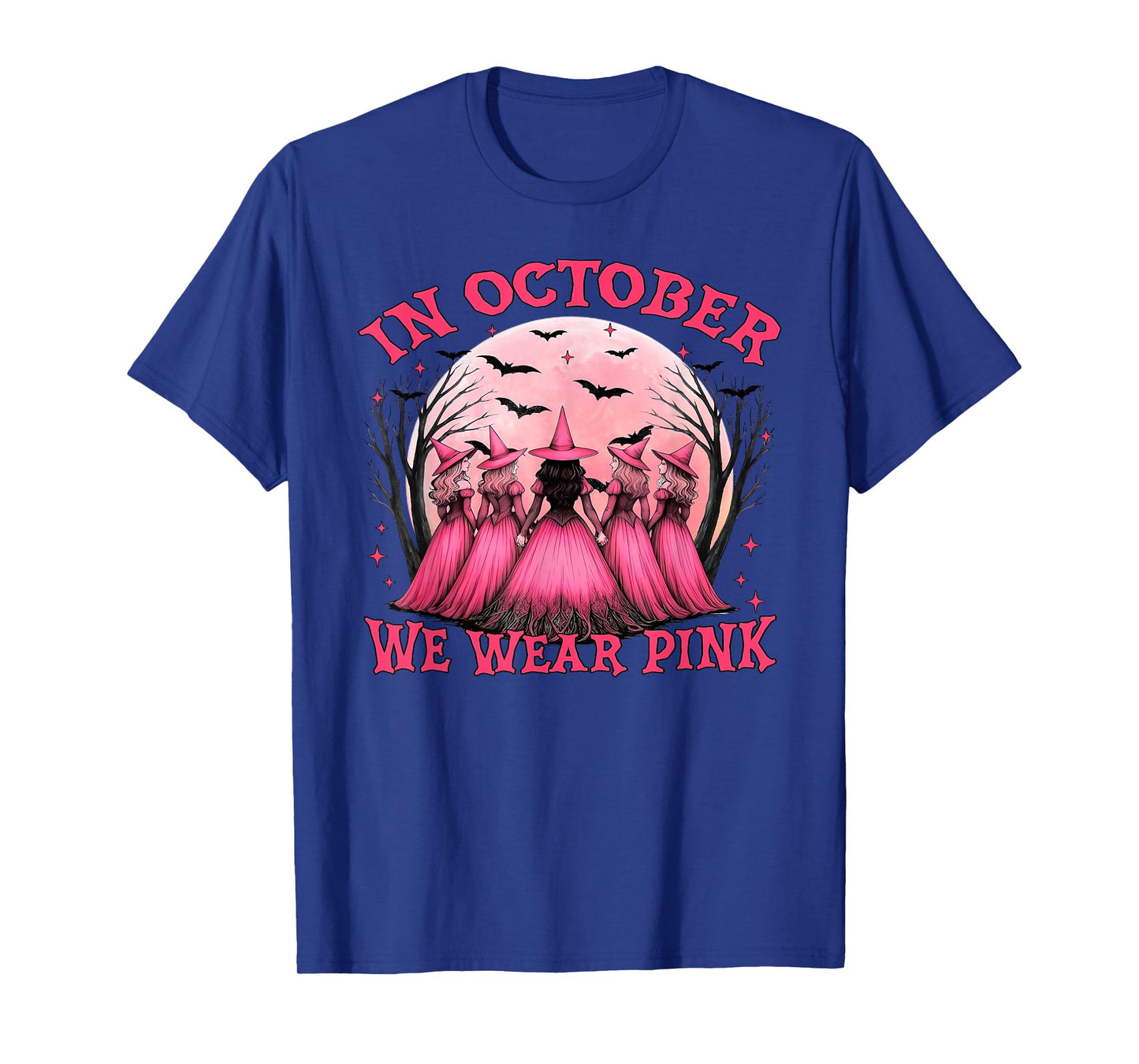 Retro in October we wear Pink Witch Breast Cancer Awareness T-Shirt