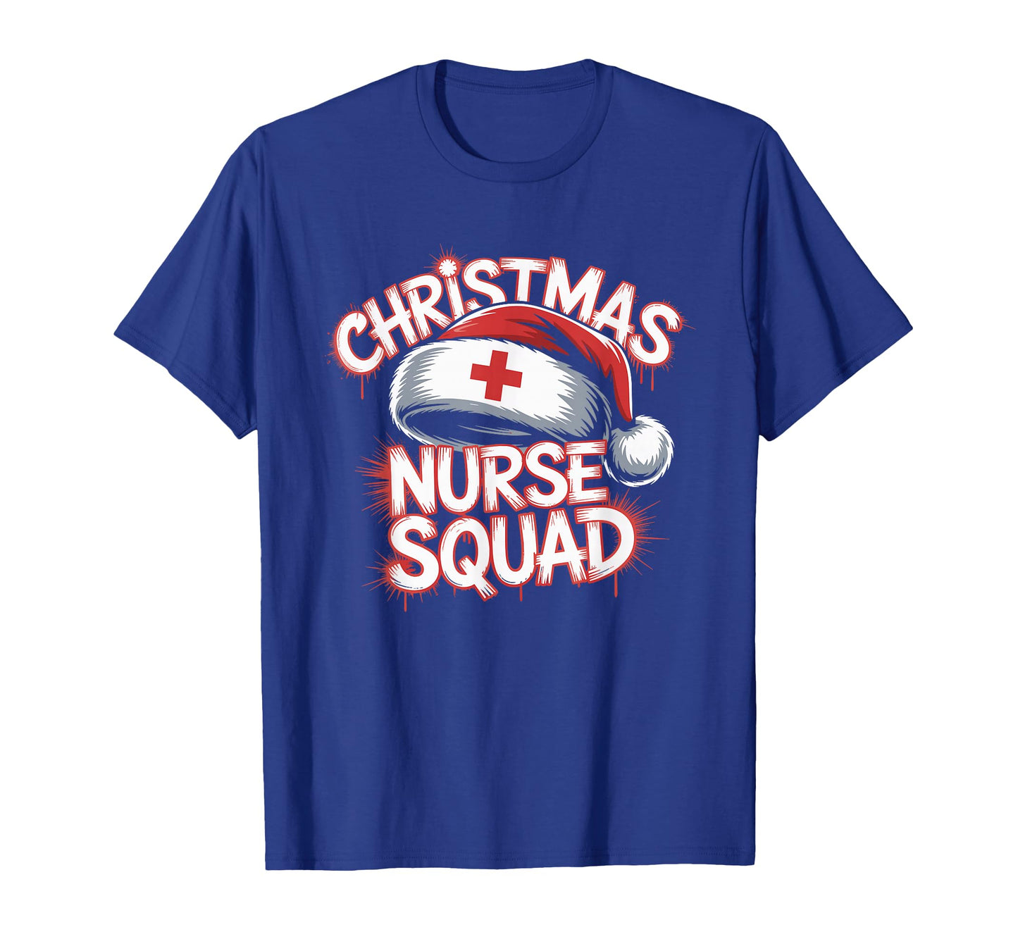 Nurse Christmas Squad Santa Hat Matching Crew T-Shirt