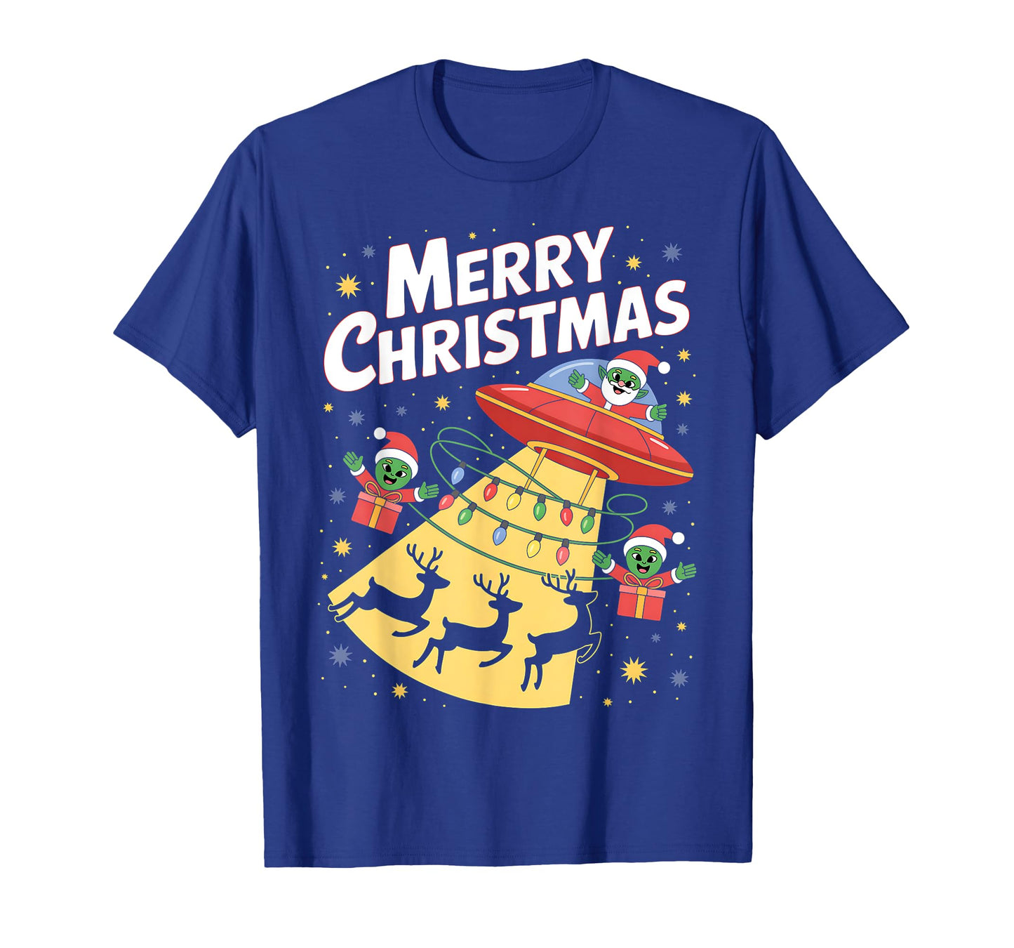 Funny Alien Trio Merry Ugly Christmas Santa Hat Gifts Xmas T-Shirt