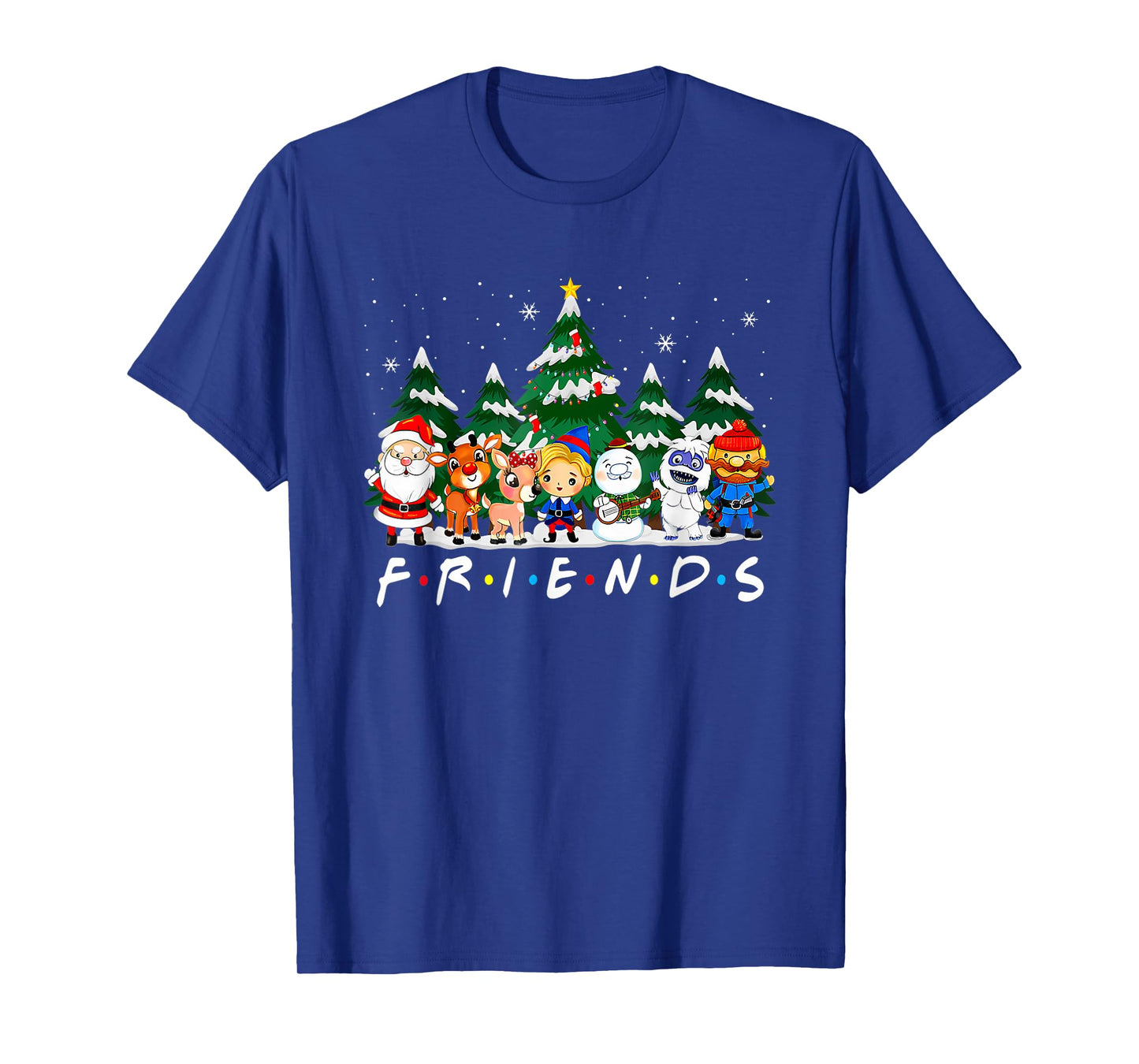 Christmas Friends Santa Rudolph Snowman Xmas Family Pajamas T-Shirt