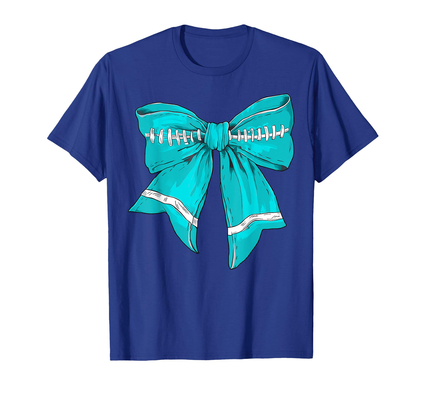 Football Game Day Teal Ribbon Cervical Cancer Awareness T-Shirt