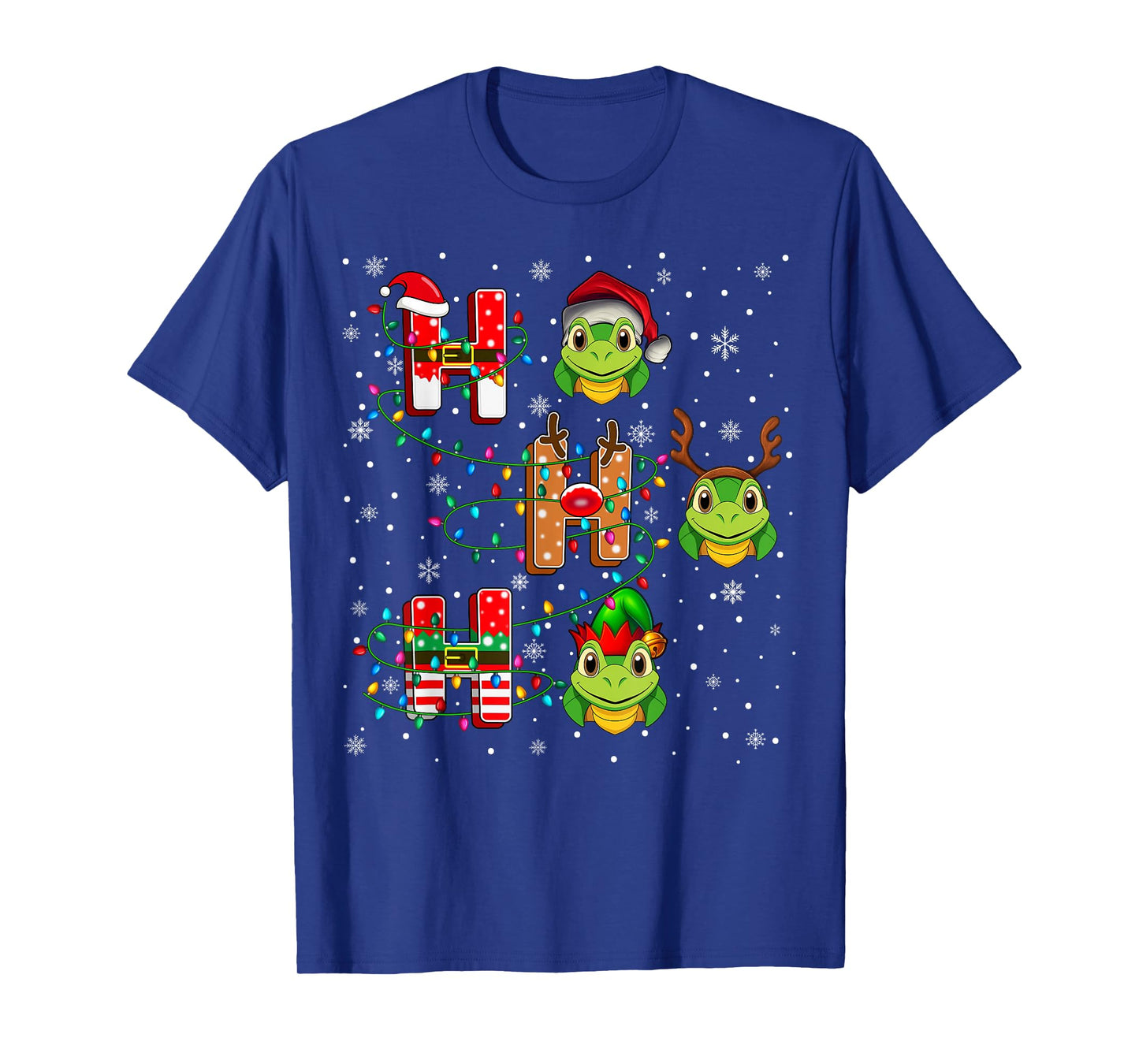 Ho Ho Ho Santa Reindeer Hat Elf Turtle Animal Christmas T-Shirt