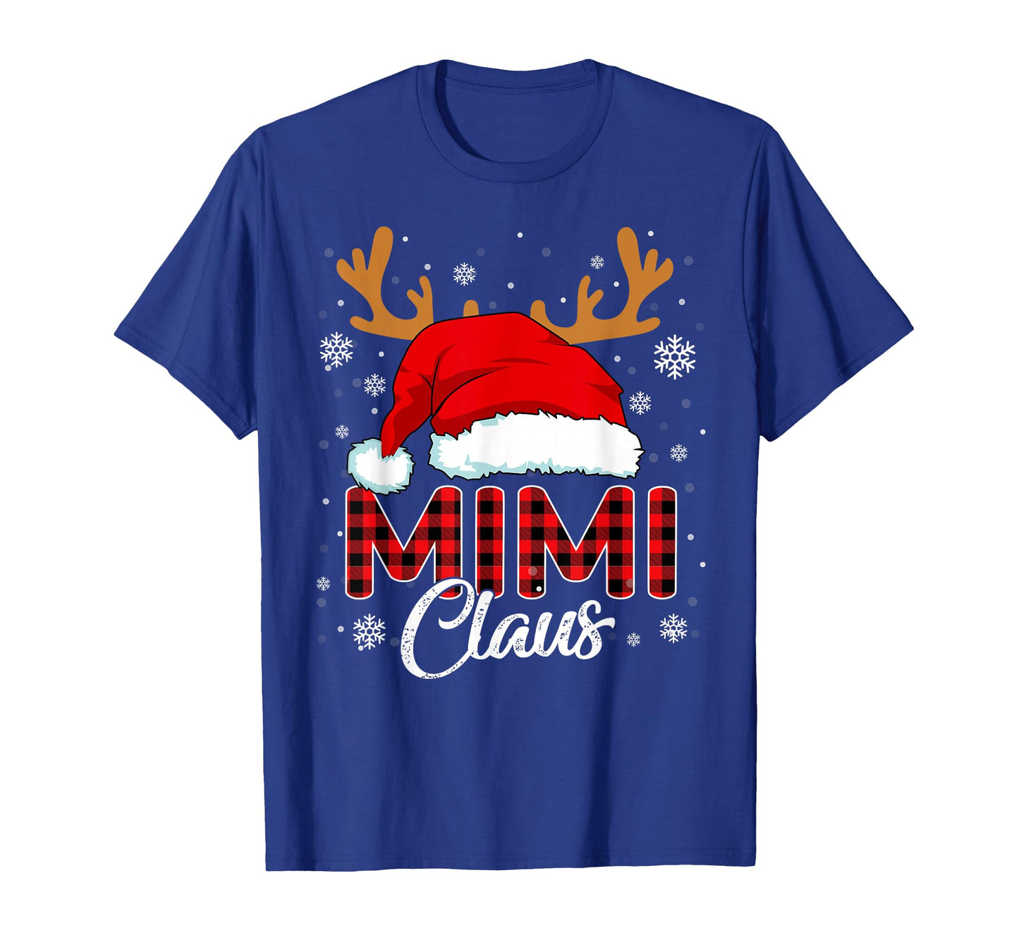 Mimi Claus Santa Hat Christmas Red Plaid Matching Family T-Shirt