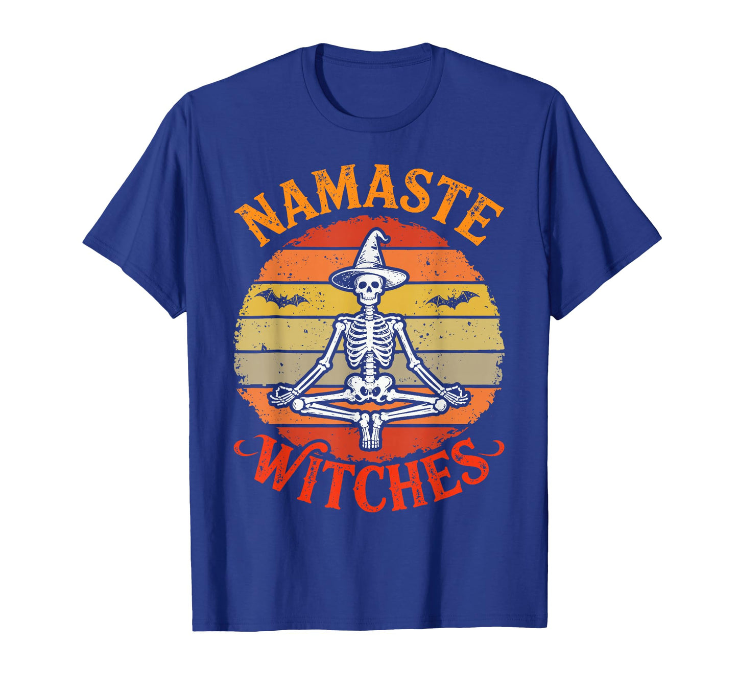 Namaste Witches Halloween Yoga Retro Vintage Skeleton T-Shirt