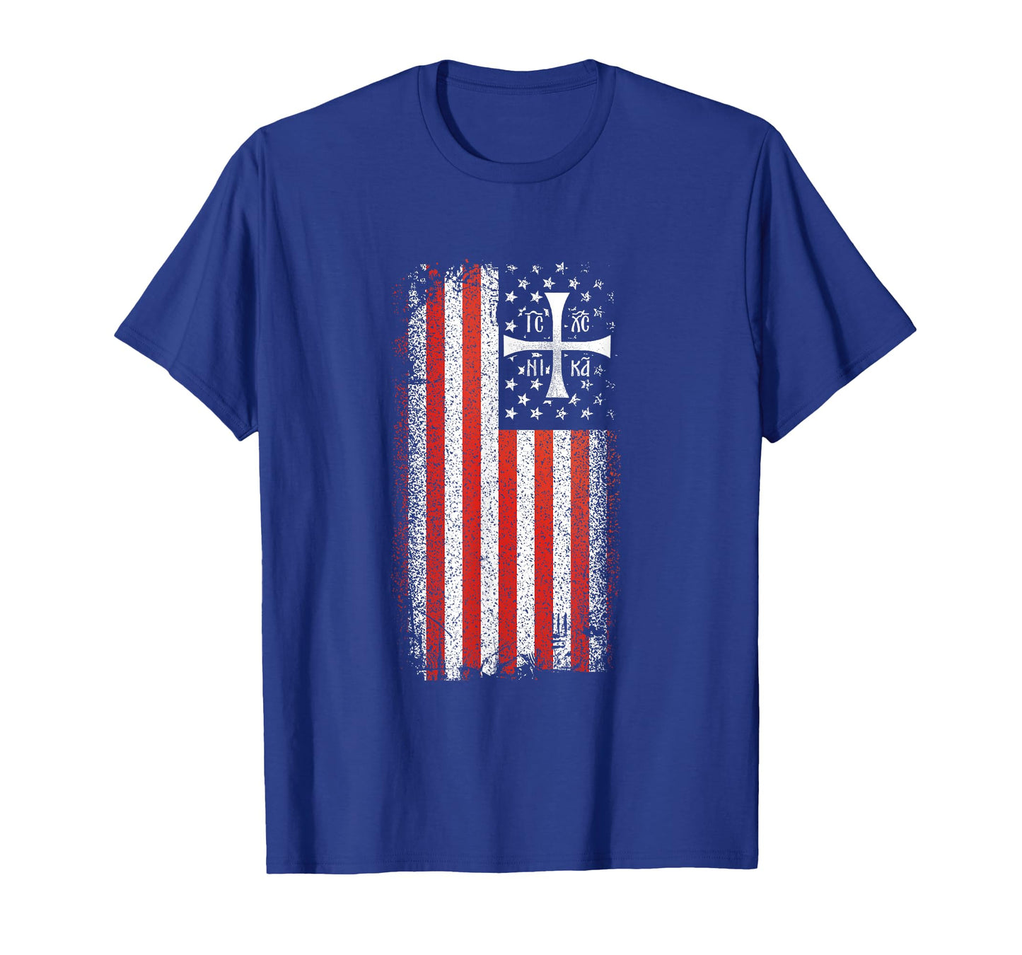 IC XC NIKA Orthodox Christian American Flag Vintage T-Shirt