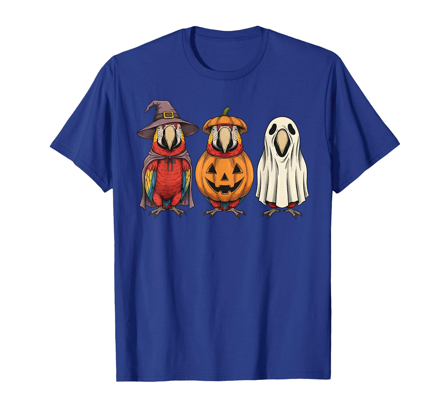 Spooky Ghost Scarlet Macaw Parrot Lover Pumpkin Halloween T-Shirt