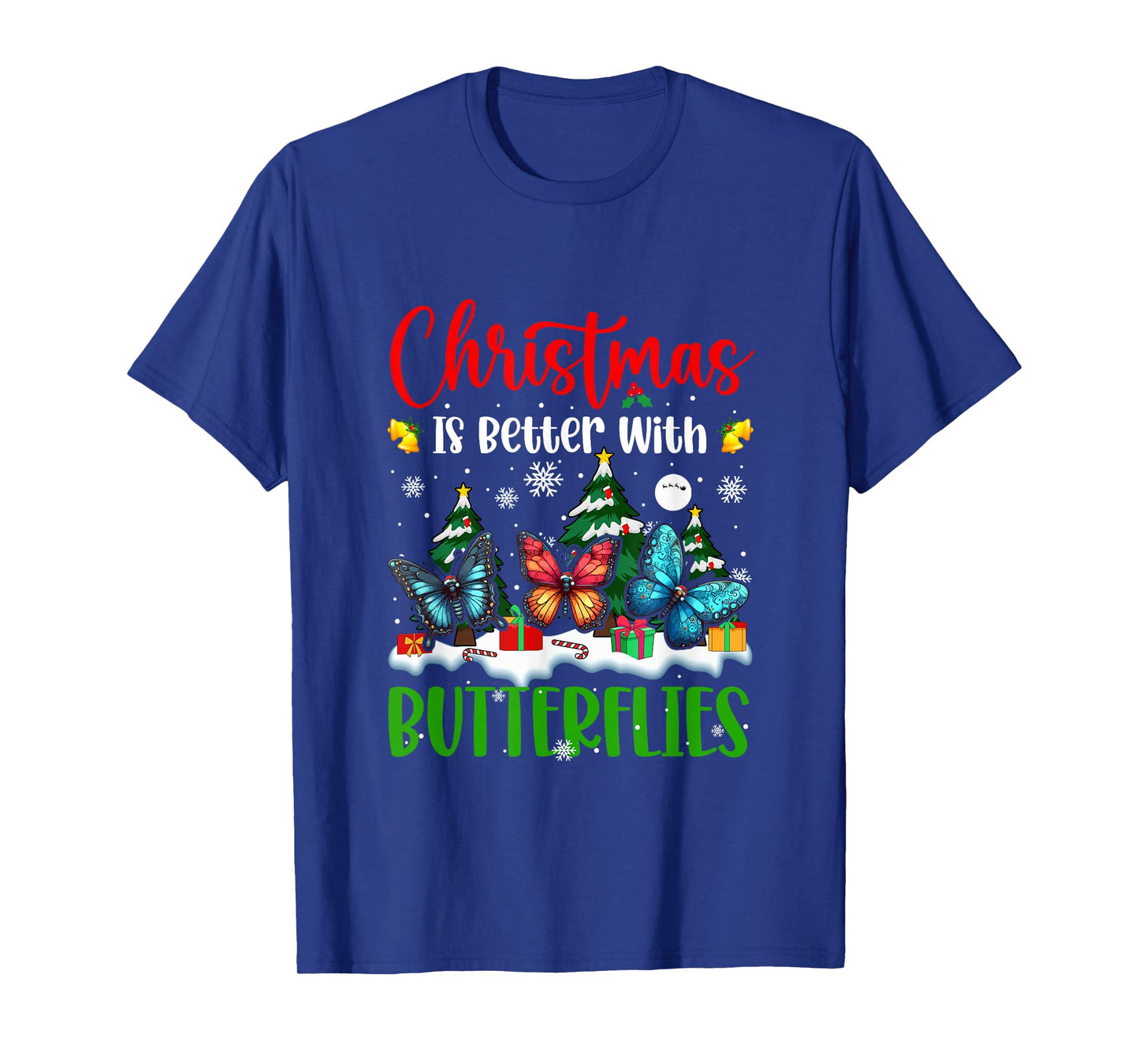 Xmas is Better Funny Joke Butterflies Lover Christmas Tree T-Shirt