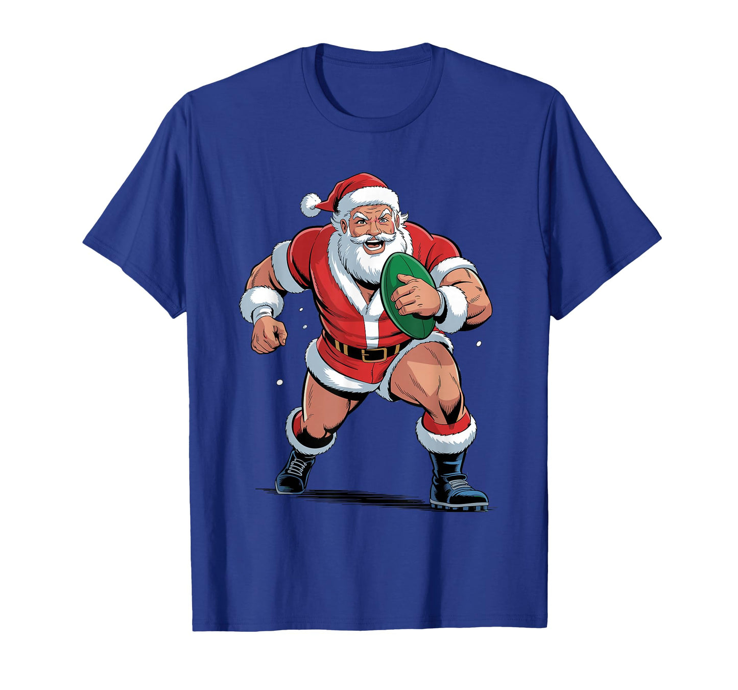 Santa Playing Rugby Funny Holiday Christmas Xmas Pajama T-Shirt