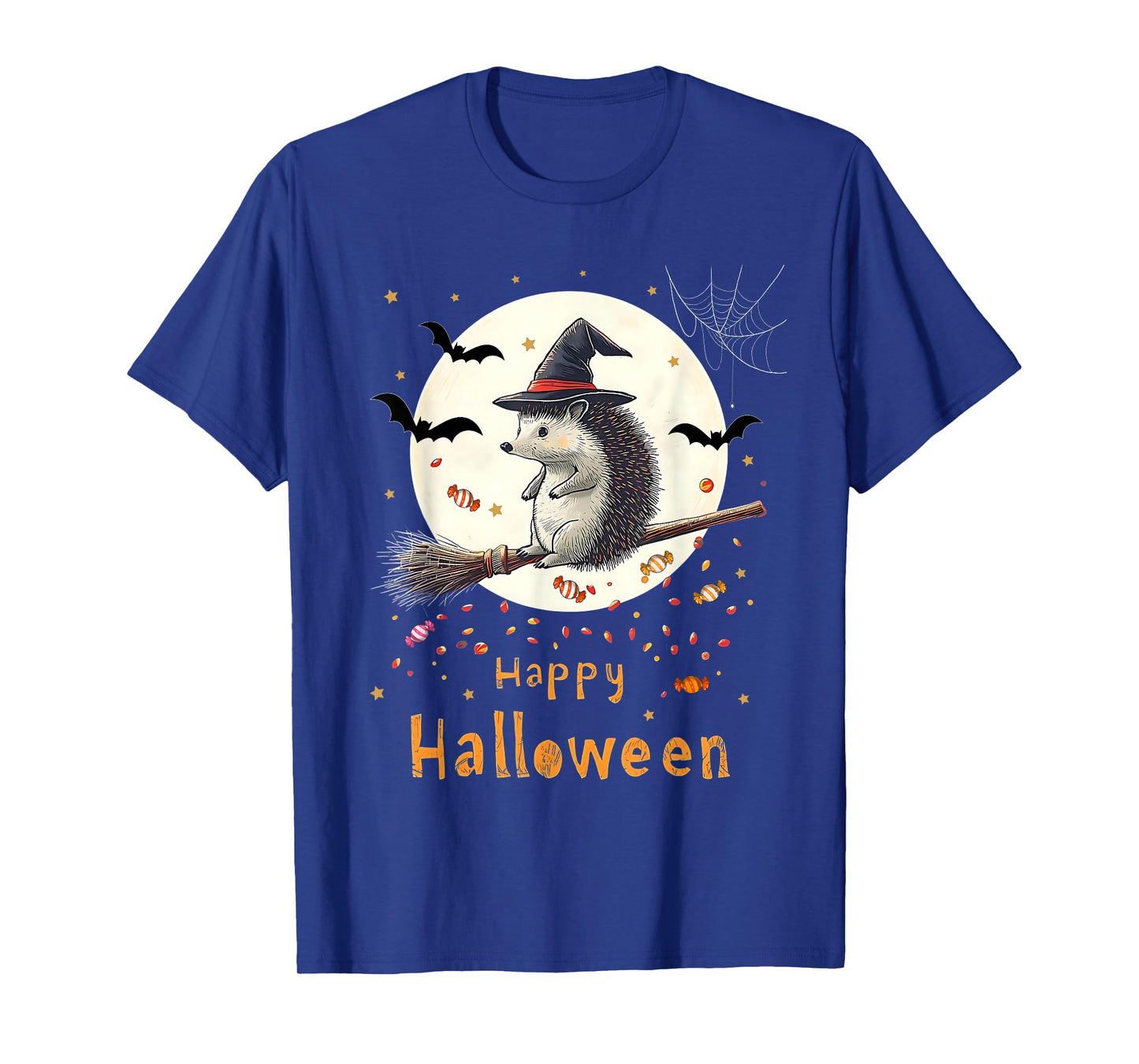Funny Witch Hedgehog Candy Spooky Ghost Halloween Costume T-Shirt