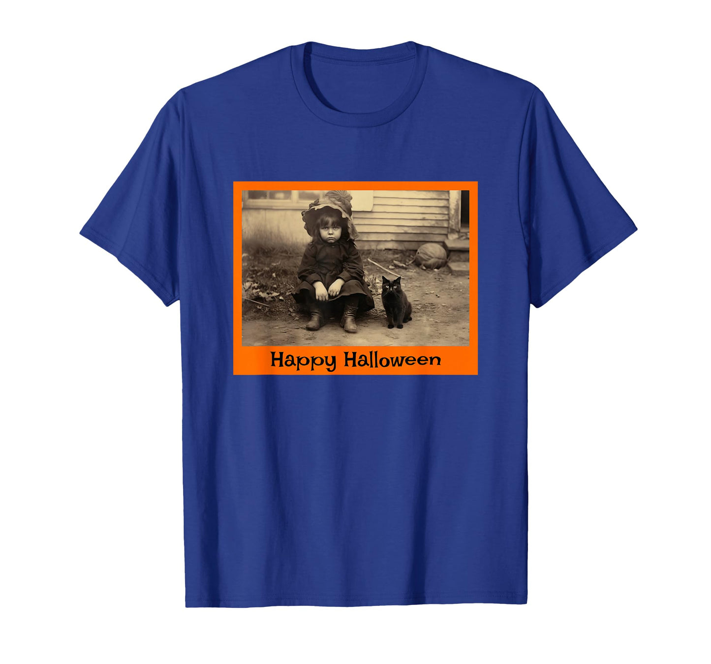Vintage Halloween Image with Creepily Sad-Faced Girl T-Shirt