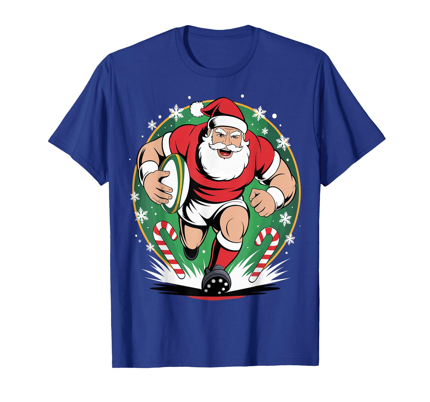 Funny Santa Claus Playing Rugby Christmas Sports T-Shirt