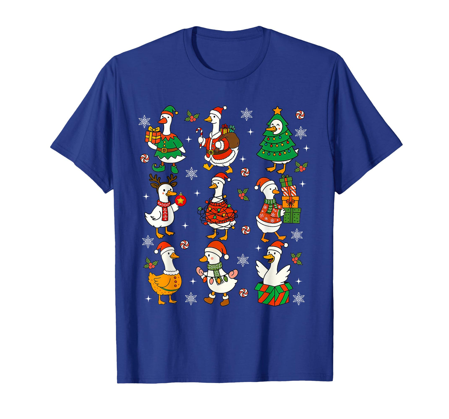 Retro Silly Goose Santa Cute Merry Christmas Tis The Season T-Shirt