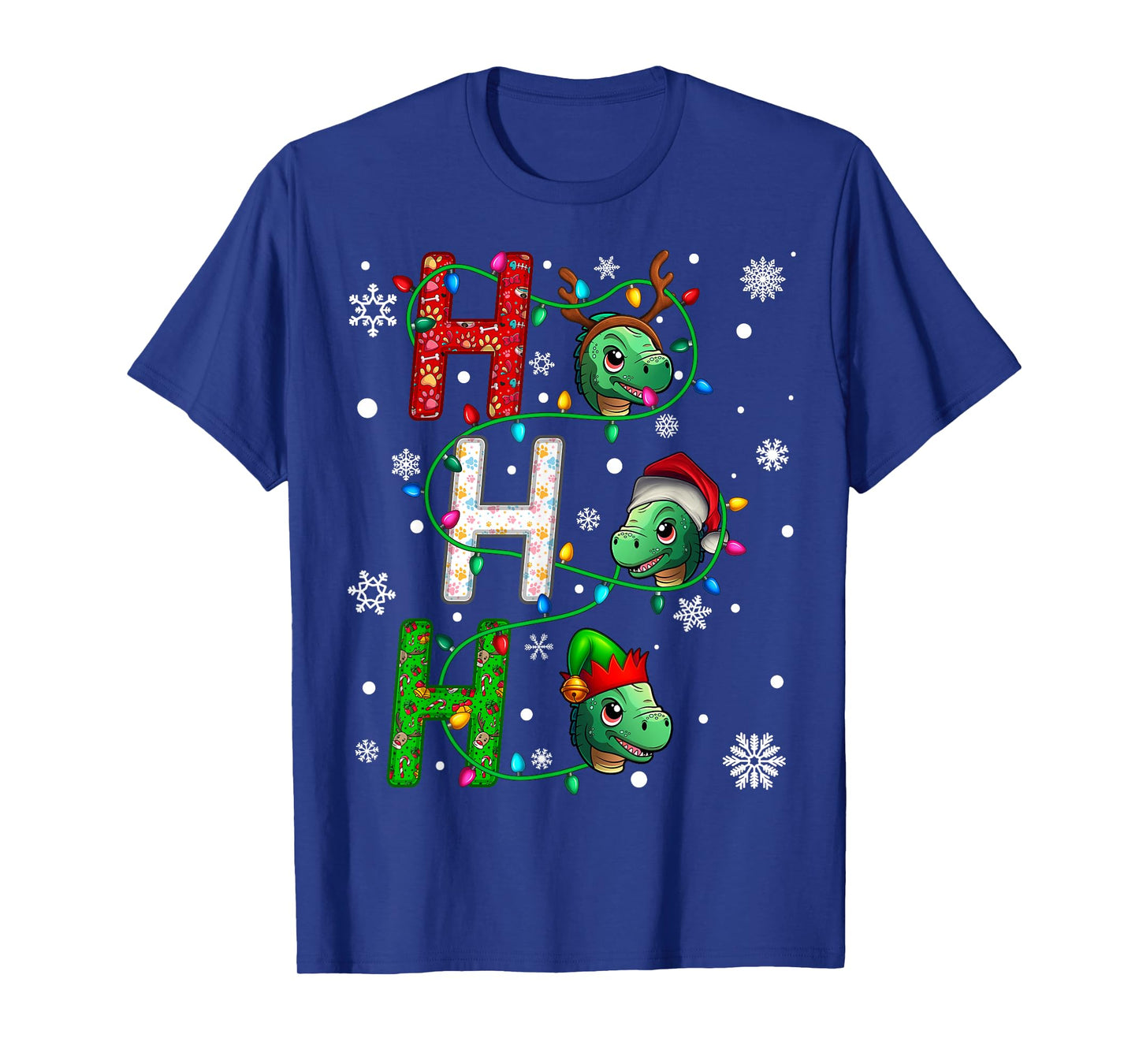 Matching Christmas Santa Hat Ho Ho Ho Dinosaur Animal Xmas T-Shirt