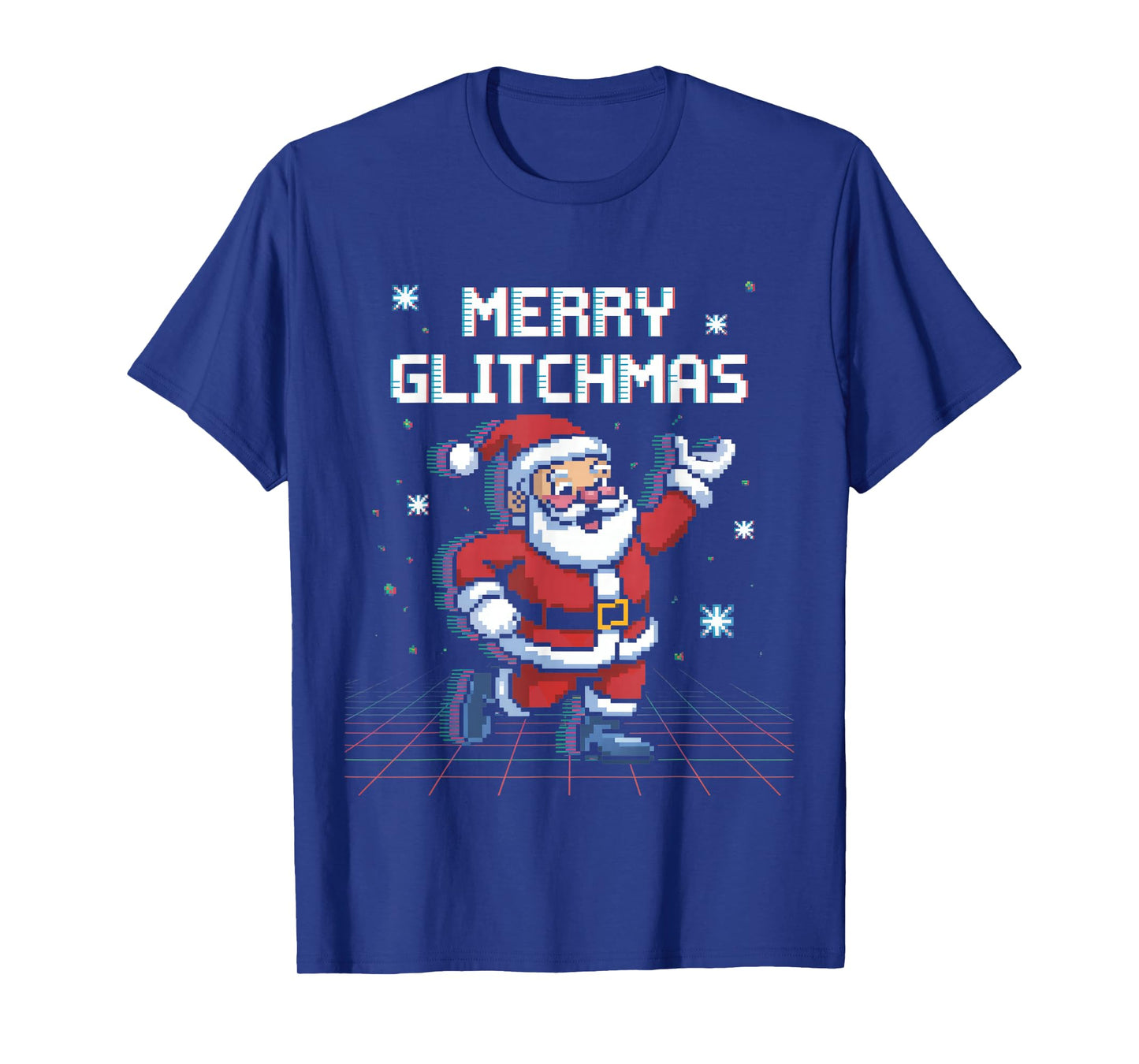Merry Glitchsmas Pixel Santa Retro Gaming Christmas T-Shirt
