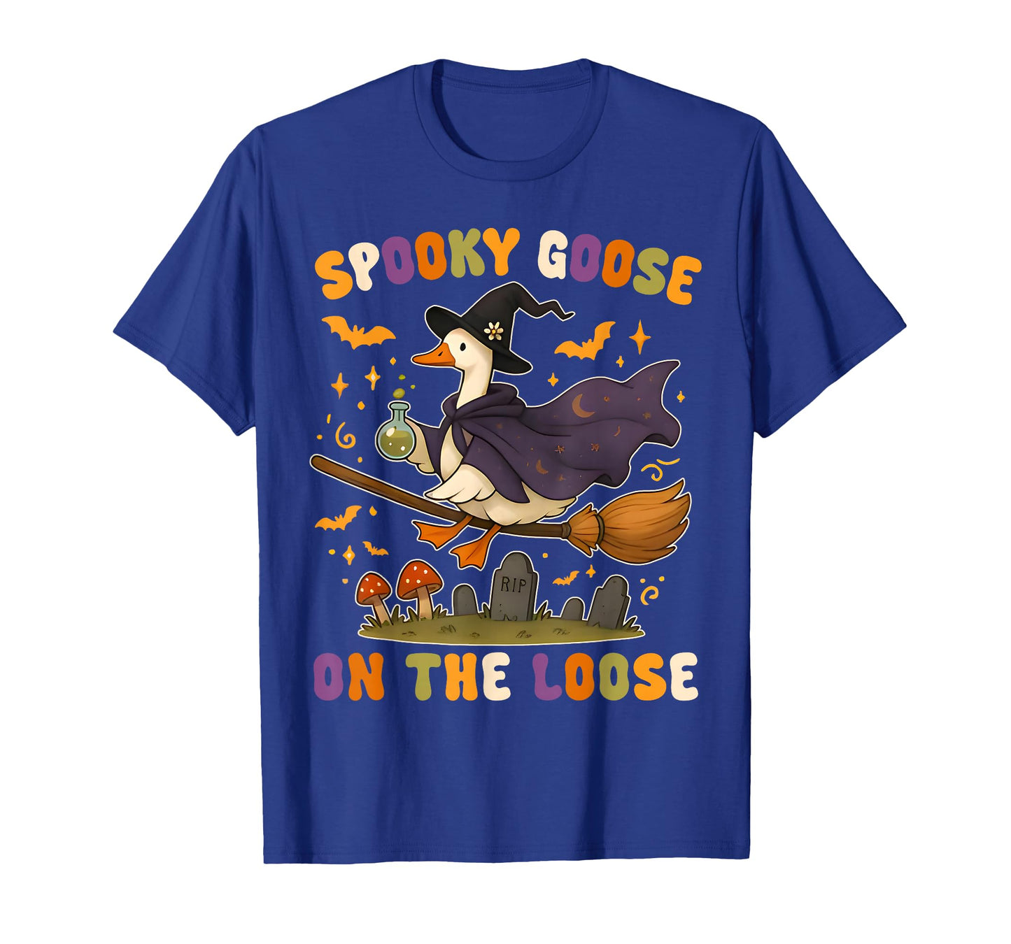 Halloween Spooky Goose On The Loose Funny Goose Witch Design T-Shirt
