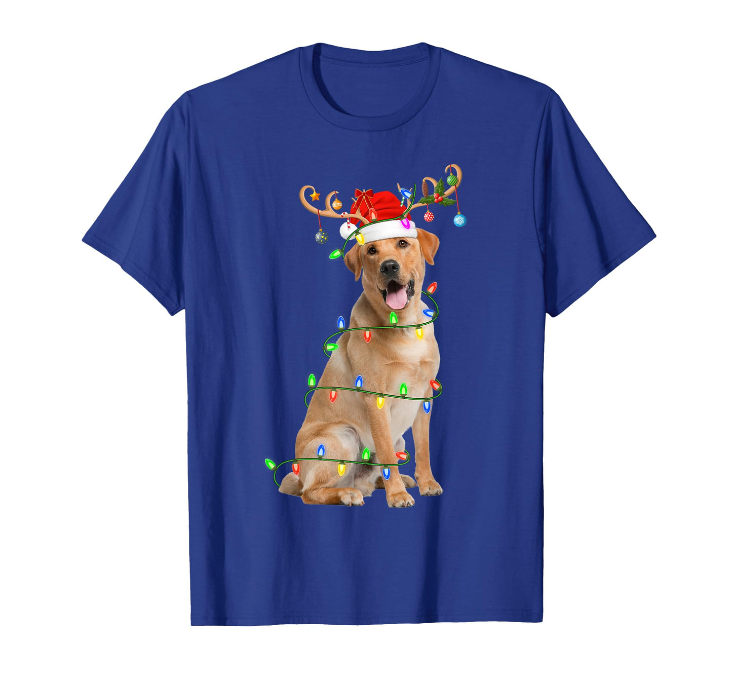 Labrador Retriever Christmas Lights Santa Pet Dog Lover Xmas T-Shirt