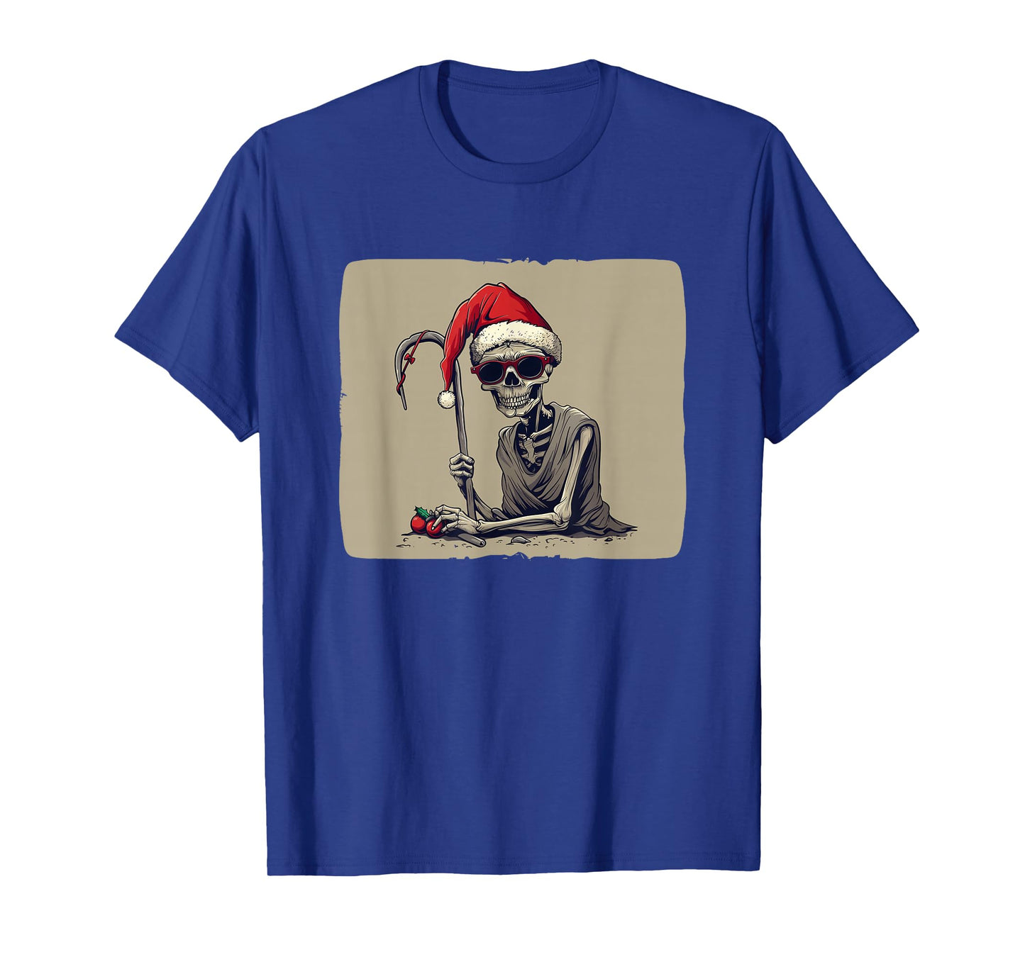 Cool Looking Grim Reaper with Sunglasses and Santa Claus Hat T-Shirt