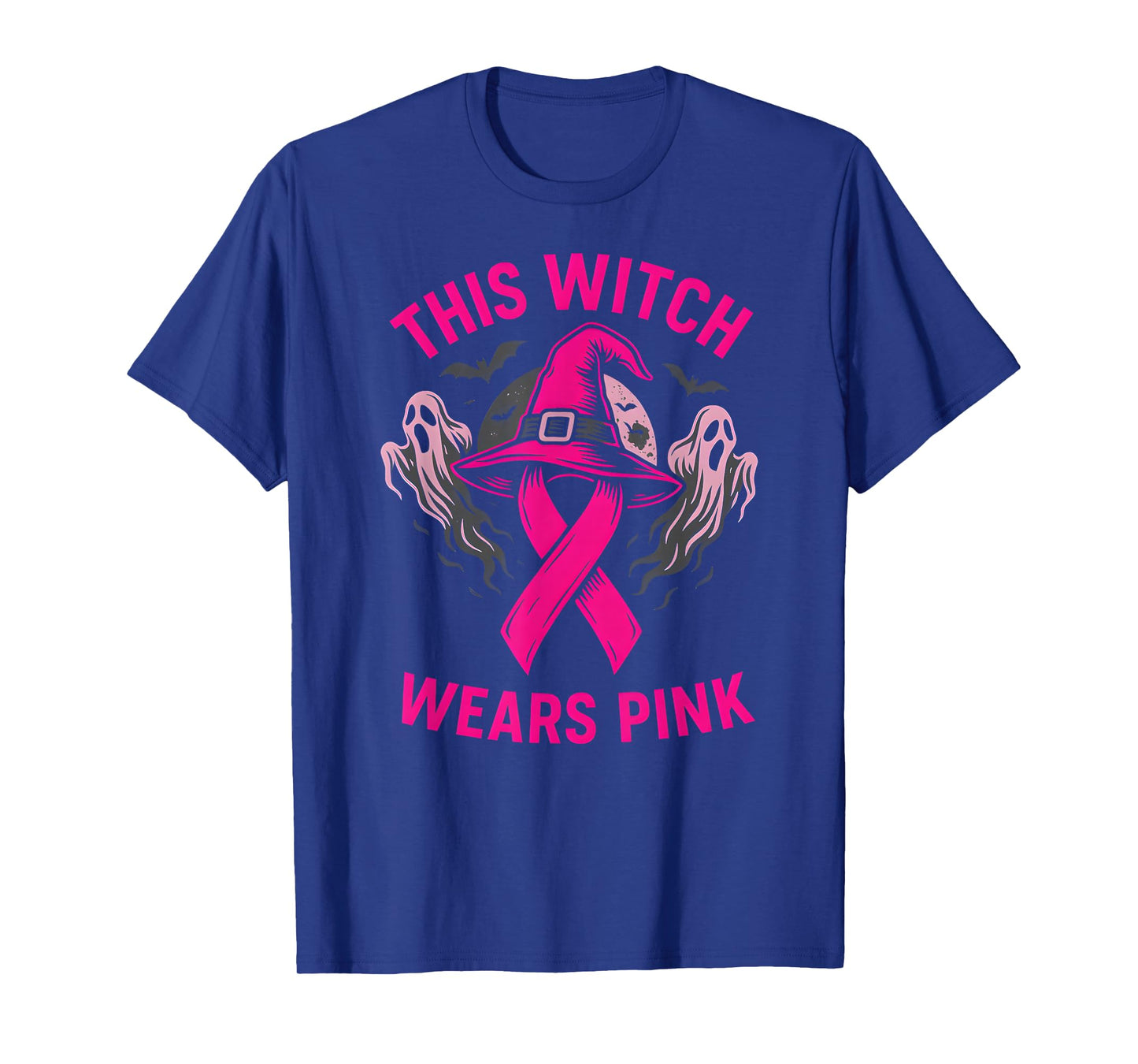 Pink Ribbon Witch Wears Pink Cute Women's Spooky Awareness T-Shirt