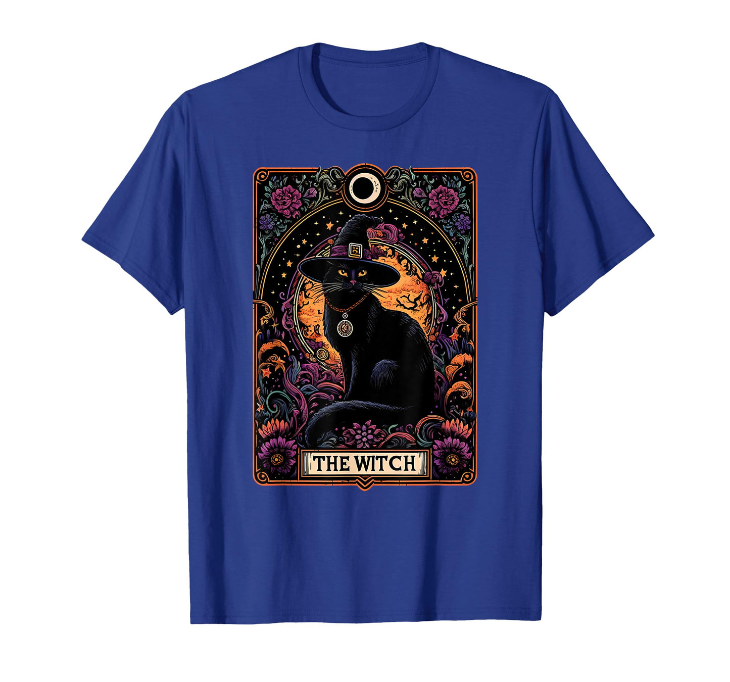 The Witch Cat Tarot Card Halloween Vintage Gothic T-Shirt for Men Women Kids