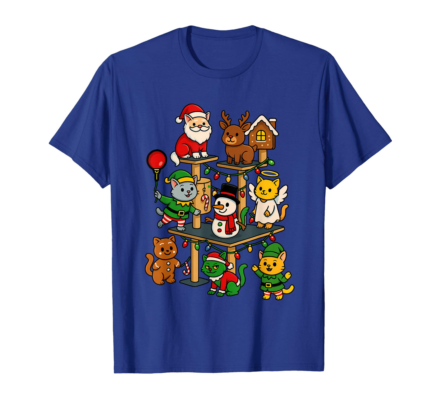 Cute Christmas Cat Tree Festive Holiday Design Kitty T-Shirt