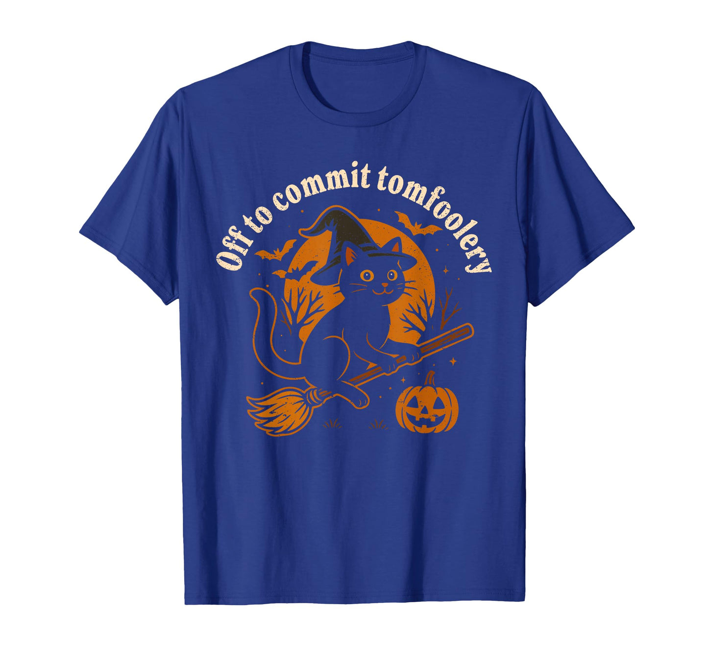 Tomfoolery Off to Commit Tom Foolery Black Cat Witch T-Shirt