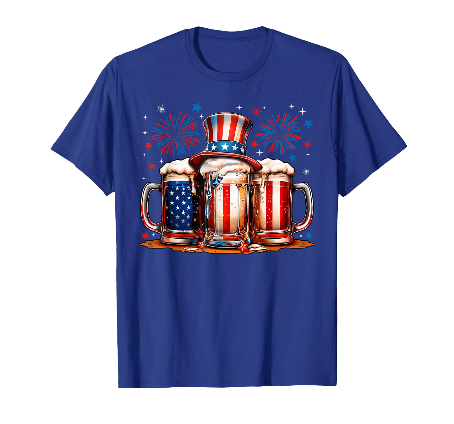 Beer American Flag USA 4th Of July Party Drinking Men Women T-Shirt